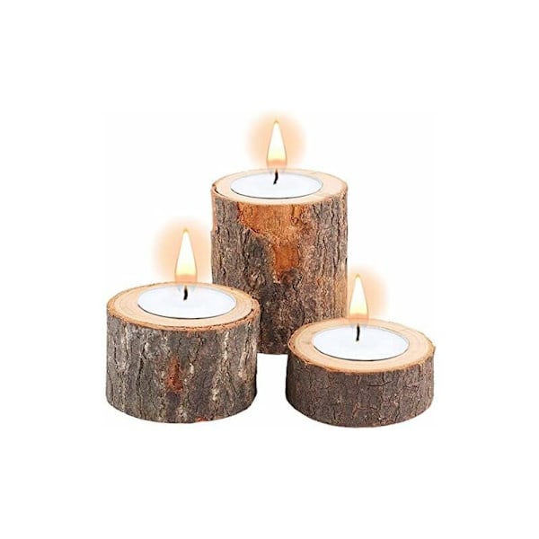 Sæt med 3 træ-tealight-holdere til tealights, til midterstykker, bryllupper, fødselsdagsfester, Valentinsdag, boligindretning -