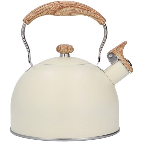 Visslande vattenkokare 2,5L Rostfritt stål Tekanna Vattenkokare Ergonomiskt handtag Tekanna Beige