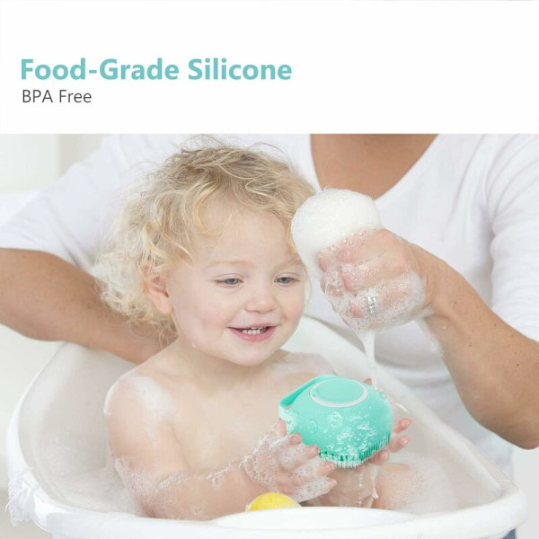 SiliCone kylpyharja vauvoille suihkumassaažiin lapsille ultrapehmeä puhdistusharja (vihreä)-
