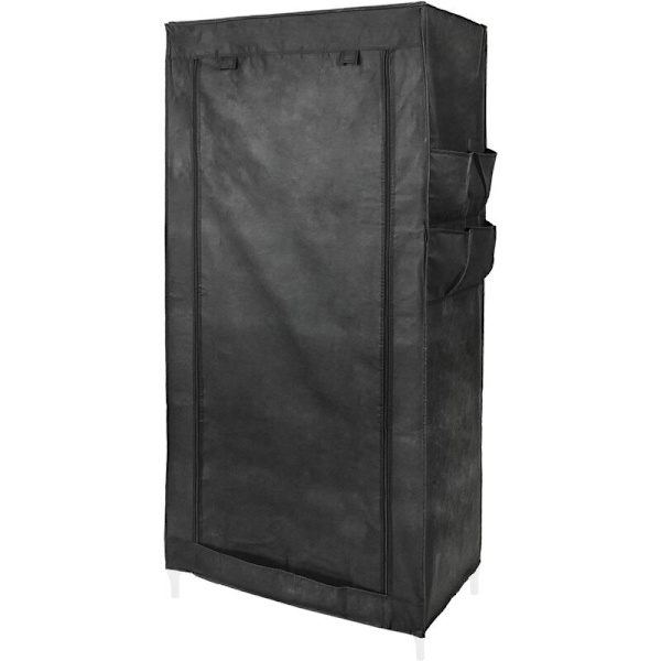 Kangaskomero 70 x 45 x 155 cm musta rullaovilla