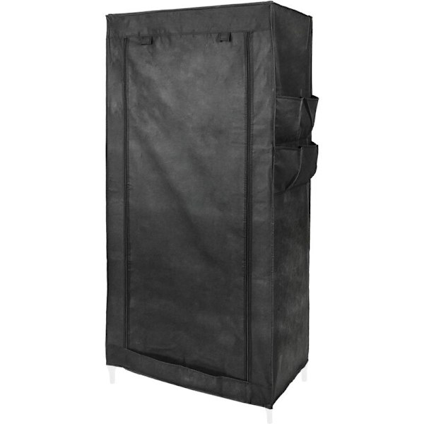 Stof opbevaringskab 70 x 45 x 155 cm sort med rullelåge
