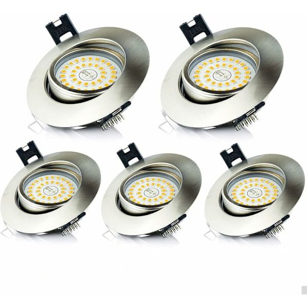 LED Indbygget Badeværelses Spotlight IP44 5W Varmt Hvid - Ekstra Flad Rund Indbygget Loftbelysning til Køkken, Stue, Gang (sæt af 5)