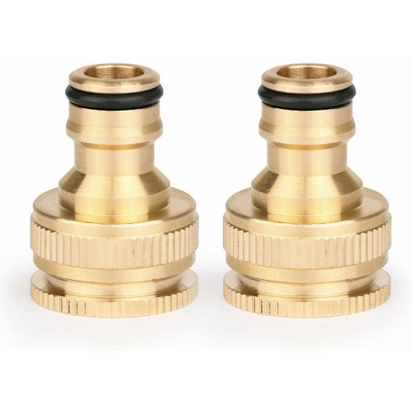 2-delt Havehane-Kobberhane-Stikforbindelse, 2-i-1 Hane-Adapterbeslag, 1/2 Tomme og 3/4 Tomme Hun til Slot Adapter, 20 mm til 25 mm, til Havehane