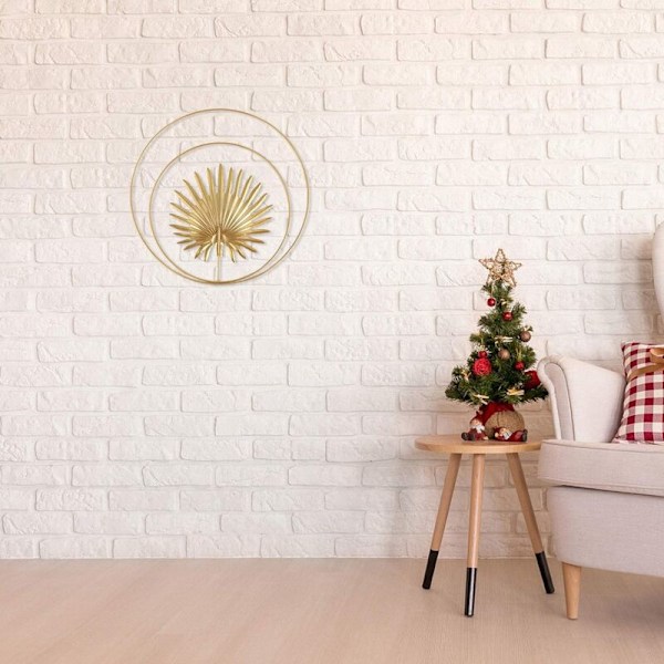 Järnväggskulpturer Botaniska Palm Leaf Väggfigur Abstrakt Väggkonst Hängande Plakett Ornament för Inomhus Utomhus Hem Kontors Dekoration