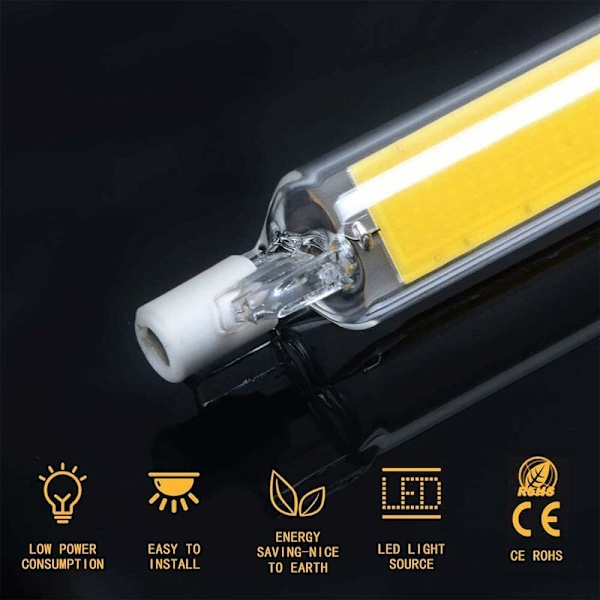 2-pak R7S 10W 78mm Dæmpbar Kold Hvid 6000-6500K 100W Halogen J78 LED Pære Udskiftning, Dobbelt Endet R7S Base Rør, 360 Strålevinkel, Energibesparende.