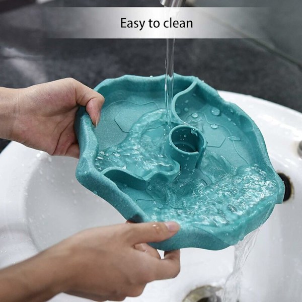 Krybdyr Vanddispenser, 2 i 1 Anti-Overflow Foderdispenser Skål, Plastskål til Skildpadde Gecko - Blå