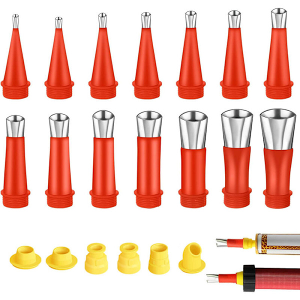 Rustfritt stål fugepistol applikator, 19PCS Universal innebygd gummidyse verktøy, fugepistol dyse fugepistol verktøy for kjøkken, bad, AA