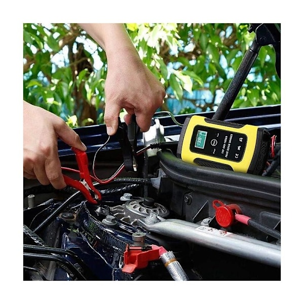 Intelligent Automatisk Batteriladdare och Underhållare, 12V/6A Bärbar Reservladdare med Pulsreparation Flytande Laddare för Bil, Gräsklippare, Motorcykel
