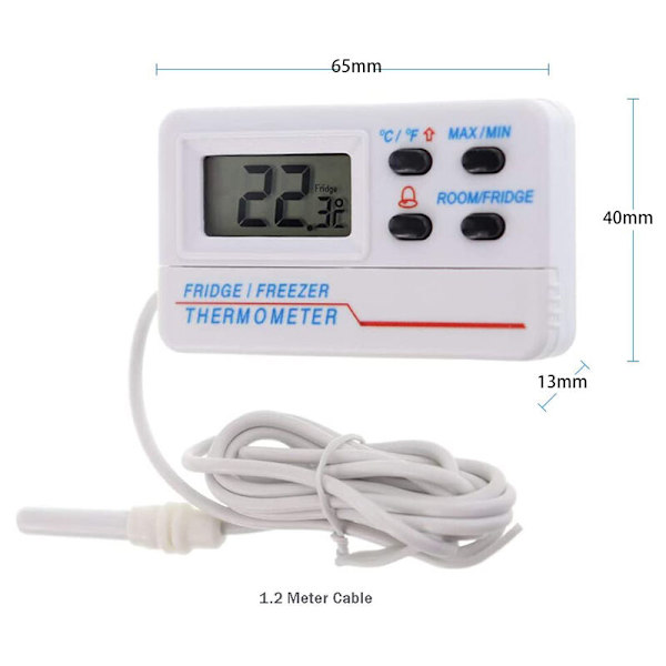 2 st digitala termometrar för Gridge Greezer med temperaturlarm och max min-funktion och 1,2 M kabel