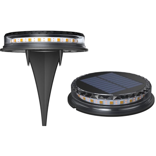 Utendørs solcellelamper, vanntette hagepatio solskive lamper, solcelledrevne gulvlamper for utendørs gangvei (sett med 4)