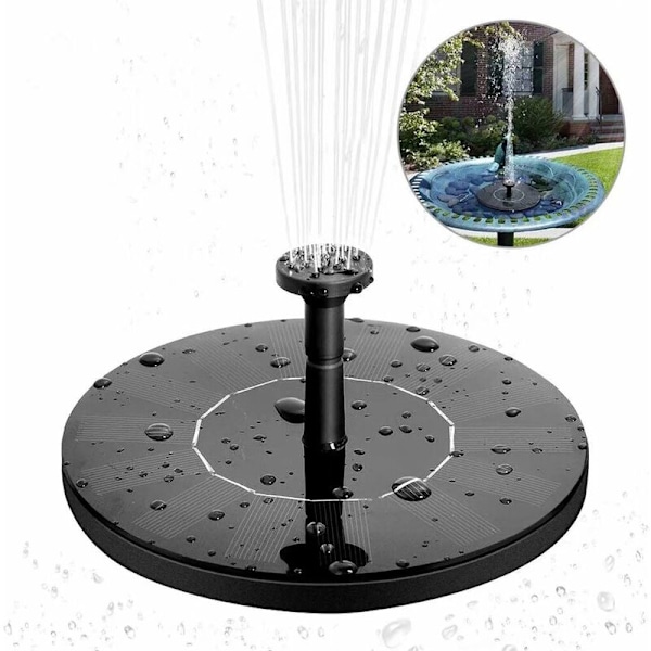 Solcelled Fontæne Solvandpumpe 1.4W Monokrystallinsk Solcelledrevet Flydende Fontæne Nem at Bruge Solcelledrevet Fontænepumpe til Have Terrasse Fugle Dam Pool og Po