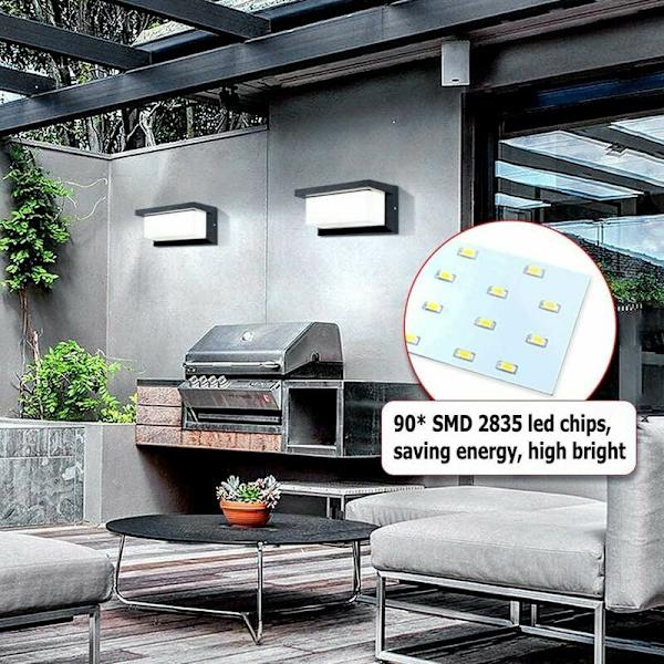 Moderni ulkoseinävalaisin LED 12W Vedenkestävä IP65 Alumiini Antrasiitti Valo Koristevalo Pihalle Puutarhaan Terassille Seinän Lähelle Polkua V