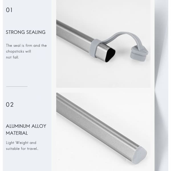 Oppbevaringsrør for spisepinner i aluminiumlegering, grå, uten spisepinner