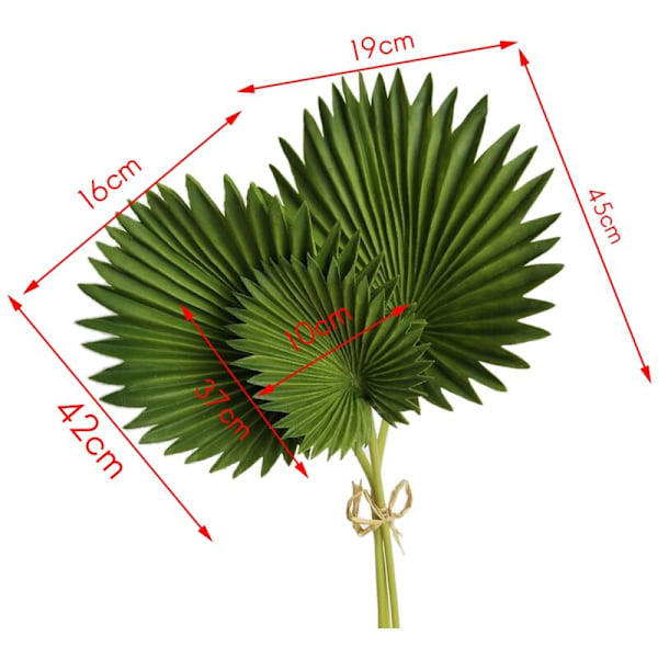 3 stk. Kunstige Palmblade Buket Grøn Plastik Falske Planter Simulerings Blomsterarrangement Dekoration