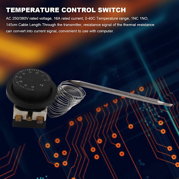Kapillärtermostat Temperaturreglerbrytare 1NC 1NO AC 250V/380V 16A 0-40C