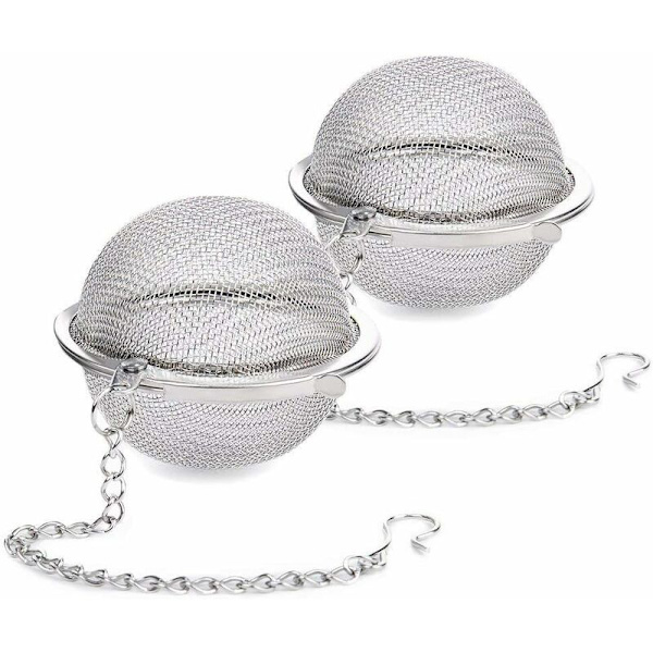 2 Rustfrie Stål Te-kugler, Mesh Te-infuser Filter, Høj Kvalitet Te-si, til Løse Blade Te og Smagsgivende Krydderier, Te-afstand Diffuser