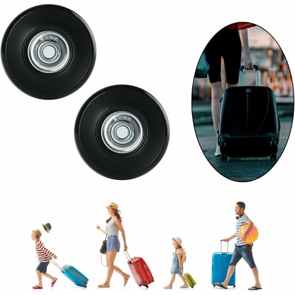 Sæt med 4 udskiftningshjul til kuffert - Gummiudskiftningshjul - 50 mm x 18 mm - til bagage og rulleskøjter, Sort, Udskiftningshjul til kuffert