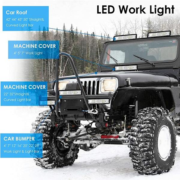 2-pack DC12V LED Arbetslampor, 16 LED 48W Bil Dagsljus, Offroad Arbetslampor IP67 Vattentät Djup för Motorcykel Traktor Bil Lastbil ATV