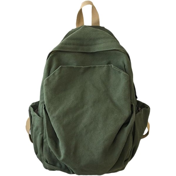 Canvasväska casual ryggsäck med stor kapacitet (grön)