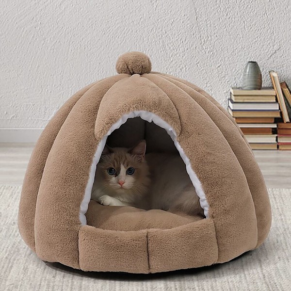 Kattbädd Katt Hus Husdjursbädd Mjuk Kupol Kattbädd Kudde Matta Sovbädd Fyra Säsonger Skydd Varm Vilorum