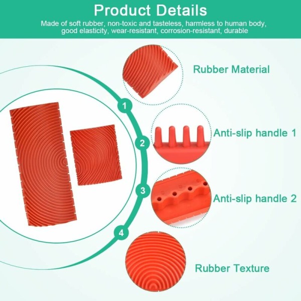4 st gummiträverkornverktyg målarrulle imitationsträ träkorn för väggmålning träeffektmålarrulle för vägg, möbler, dörr, fönsterram