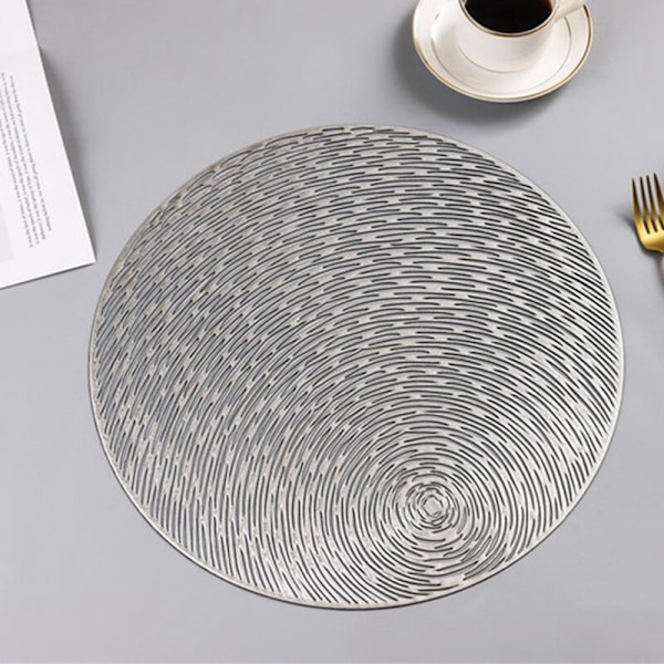 Runda köks PVC bordsunderlägg för matbord Underlägg Kaffe Kopp Set Silver Restaurang Hotellskydd
