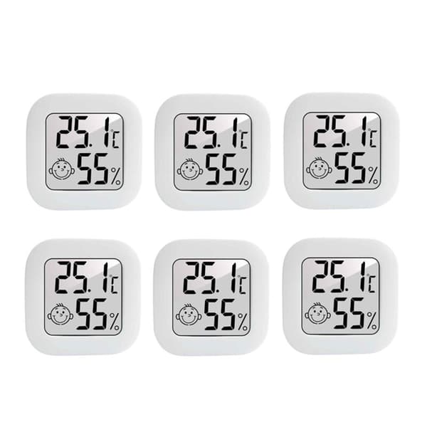 6 st Mini Digital Termometer Hygrometer Inomhus Luftfuktighet Mätare Mätare LCD Display Temperatur Sensor Mätare med Strömbrytare