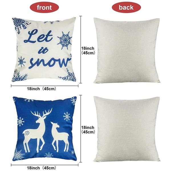 Jul kuddfodral, vinter snöflinga älg julgran kastkuddar, linne kuddfodral för soffa soffa