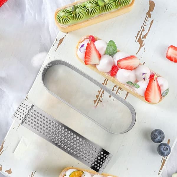8 cm rustfrit stålkage mousse ring, varmebestandig perforeret kagemousse ring, rund ring bage donut værktøjer