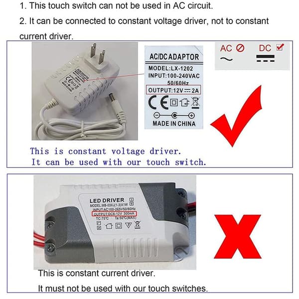 2 stk. serie lysdæmper touch switch DC3.7V 5V 12V trinløs lysdæmper sensor til LED-lys, autocamper, skab, skab og strimmel