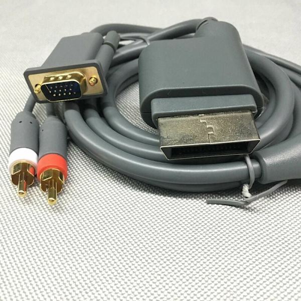 Kabel for XBOX360 til VGA-BOX, kabel for projektor-TV, lyd- og videokabel, VGA + 2 RCA, slank lyd- og videokabel