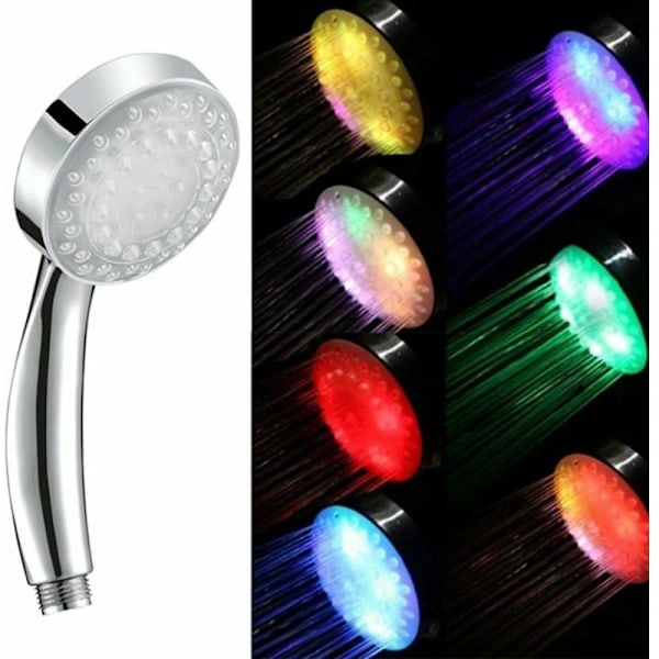 LED Duschhuvud med Färgbyte, 7 Färger Handhållen LED Duschhuvud Badrumsduschhuvud, LED Högtryck Vattenbesparande Duschhuvudspruta
