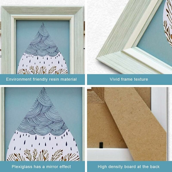 Foto Ramme Sæt, Vægbillede Ramme Sæt, 3 Stykker Originale Foto Rammer, PS Materiale, Med Kroge, Hængende (17,78 X 12,7Cm, Grå, Kaffe Farve, Grøn) H