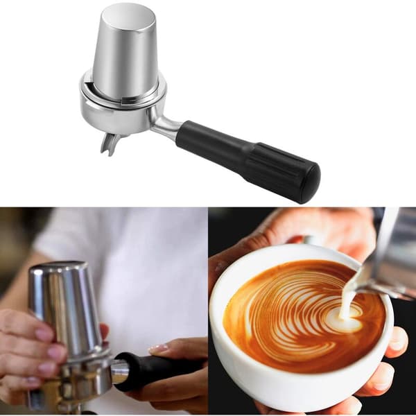 Rustfritt stål doseringskopp, kaffesniffkopp, kaffemaskin pulverdispenser, filterholder, kaffestamper (54mm, sølv)