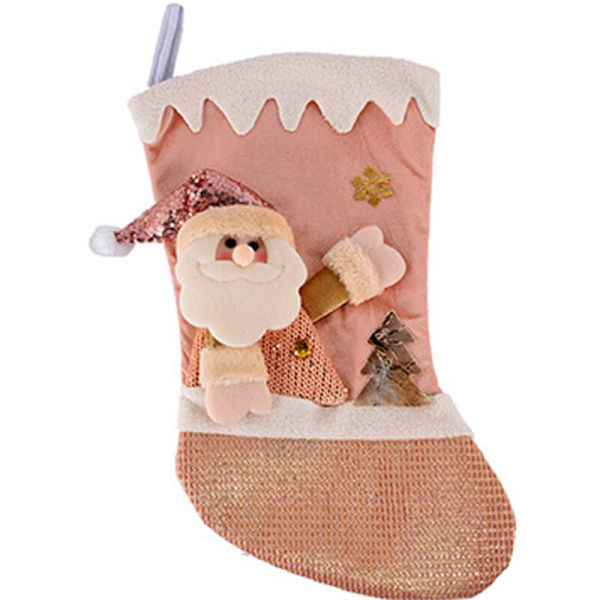 Julstrumpor Jultomte Dekorativa Strumpor Rosa Glitter Julgodis Presentpåsar Trapphängare Juldekorationer Hem