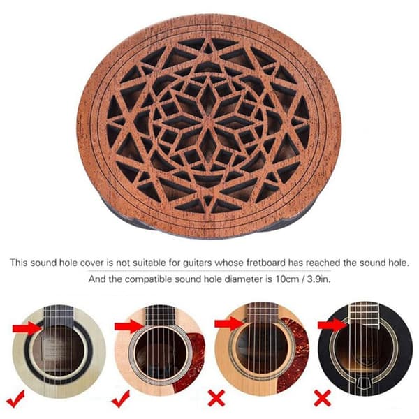 2X Træ Guitar Lydhul Dækblok Feedback Buffer Mahogni til Akustisk Folk Guitarer EQ, Stil 1