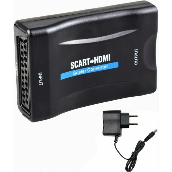 Scart Hdmi Adapter, Scart til Hdmi Converter 1080p Hd kompatibel med Ntsc Pal til Sky Hd Blu Ray Ps3 Tv Cr,