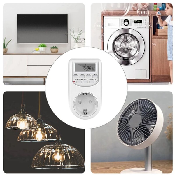 Elektrisk Digital Stikkontakt med Timer 220V Programmerbar Ugentlig Tidskontrol EU