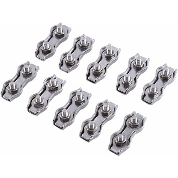 M3 10 stk. Duplex Rustfritt Stål Kabelklemmer for Rustfritt Stål Kabel HIASDFLS