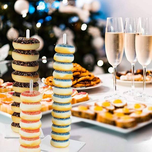 Keittiö- ja leivontavarusteet Donitsijalustat, Kirkas Akryyli Bagel-jalusta, Donitsijälkiruokajalusta, Hää- ja Syntymäpäiväjuhlat Pöytäkoriste (4 kpl, Kaksi 10\"