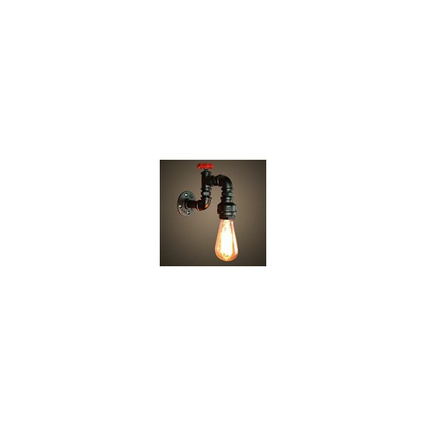 Set med 2 Industriella Loft Vägglampor Vattenrör Rör Retro Svart Järn Chandelier Lampor för Vardagsrum Sovrum Restaurang