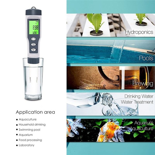 3-i-1 Digital pH-mätare för , TDS/pH/Temperaturmätare, Testare för Drickvatten, Pool, Hydroponics