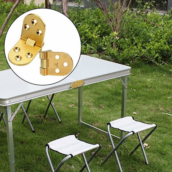 Fällbara bords gångjärn Flip Connector Rostfritt Stål Möbelbeslag 180 Grader Fällbar, 2mm Tjocklek, Rostfritt Stål Kromfinish, 4 St Gold