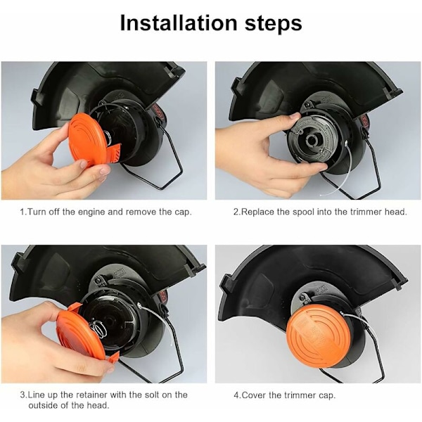 Reservedele til Line Edger Spole, 30ft 0.065 \"Black + Decker Line Trimmer Reservedele Spole (8 Reservedele Spoler, 1 Spole Dæksel, 1 Fjeder)