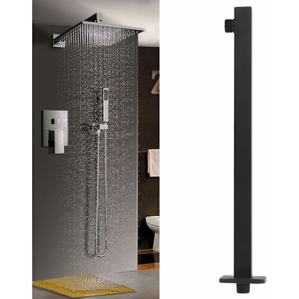 Dold Showerarm NPT1/2 41cm Väggmonterad Duschhuvudförlängningsarm för Hembadrum Svart