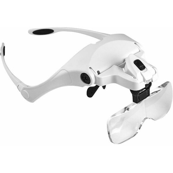Forstørrelsesglas med 2 LED-lys, Handsfree Forstørrelseshovedbånd til Syning, Læsning, Reparationer, Smykker, Ure og Håndværk, 5 Deta