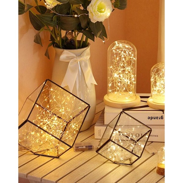 Fejelyse, 10M 100LED Lysstreng Batteridrevet Mini Led Indendørs til Soveværelse Jul Bryllup Fest Hjem Have, Varmt Hvid (1 stk)