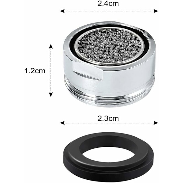 3 stk. Vandhane Luftblander Sæt, Vask Vandhane Filter, Rustfrit Stål Vask Si til Køkken Badeværelse Vandhane Udskiftningsdele - Sølv (Ydre Diameter 2