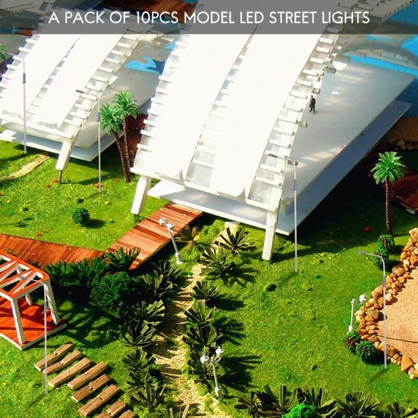 10 stk. Model LED gadelampe belysning enkelt hoved tog landskab layout 1: 100