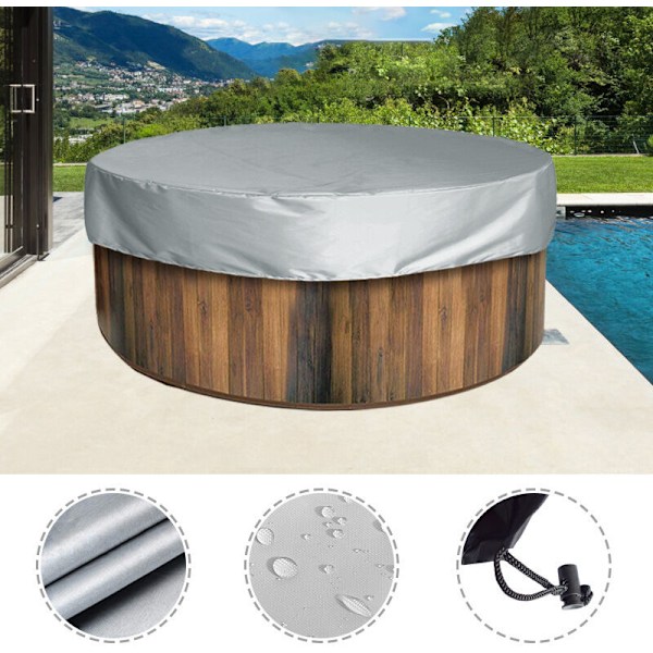 Rund Poolöverdrag Simbassäng Solskydd, UV-Skydd Och Vattentät Spa Skyddande Överdrag, Utomhus Spa Badkar - Grå 200x30cm